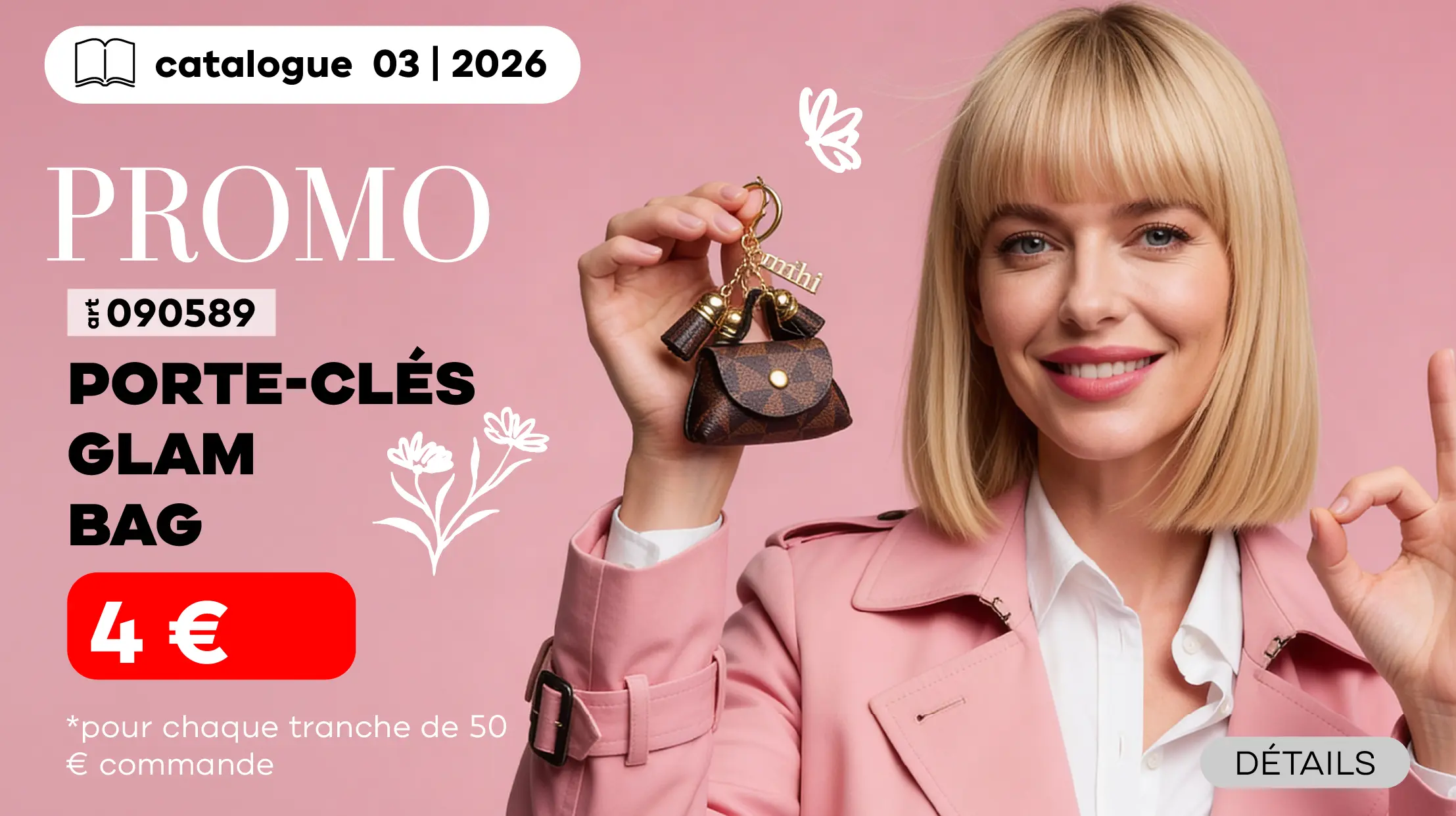 Recevez le Porte-clés Glam Bag pour seulement 1,9€ par tranche de 50€ d’achat